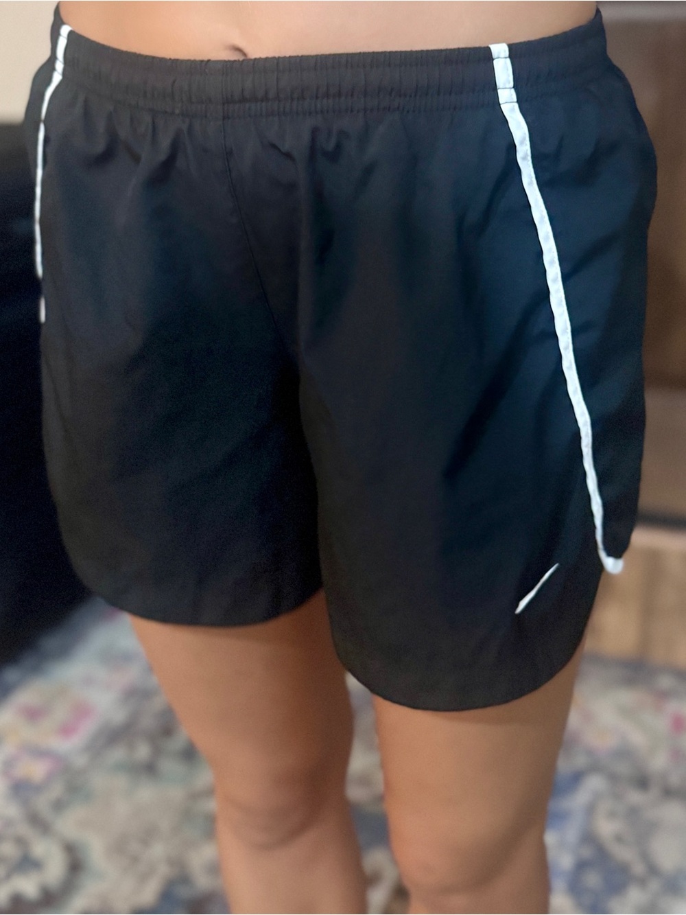 Nike Black Athletic Shorts with White Piping